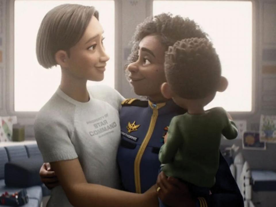 Same-sex parents in "Lightyear." Photo courtesy of Disney.